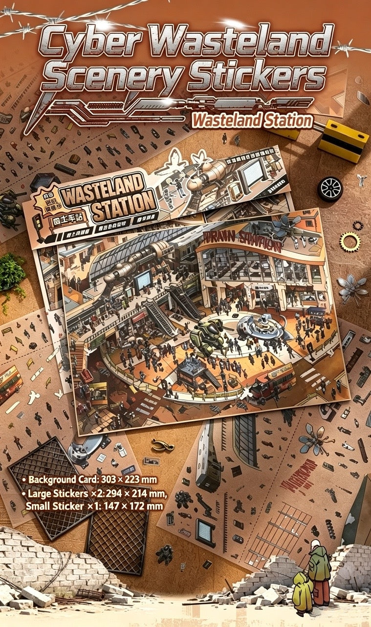 【Free Shipping Over $20】Wasteland Station 3D Diorama Scene Sticker