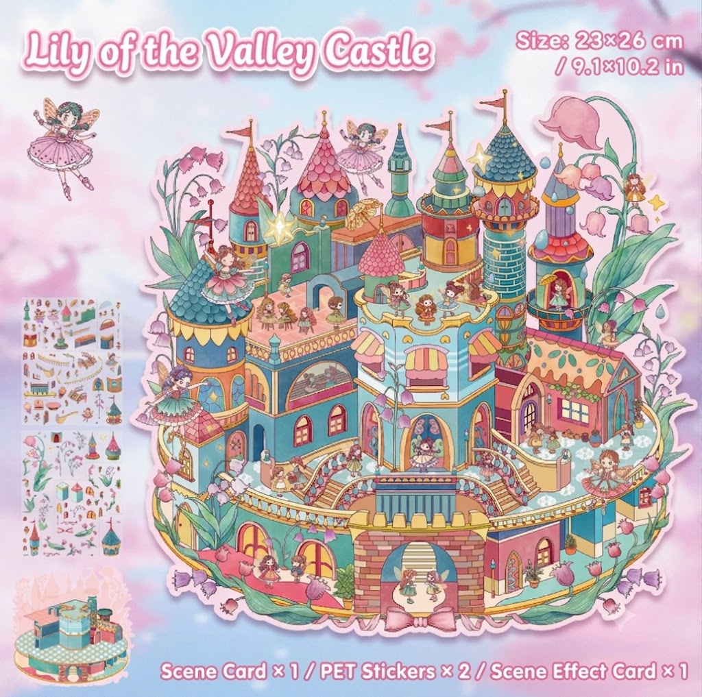 【Free Shipping Over $20】Lily of the Valley Castle 3D Diorama Scene Sticker