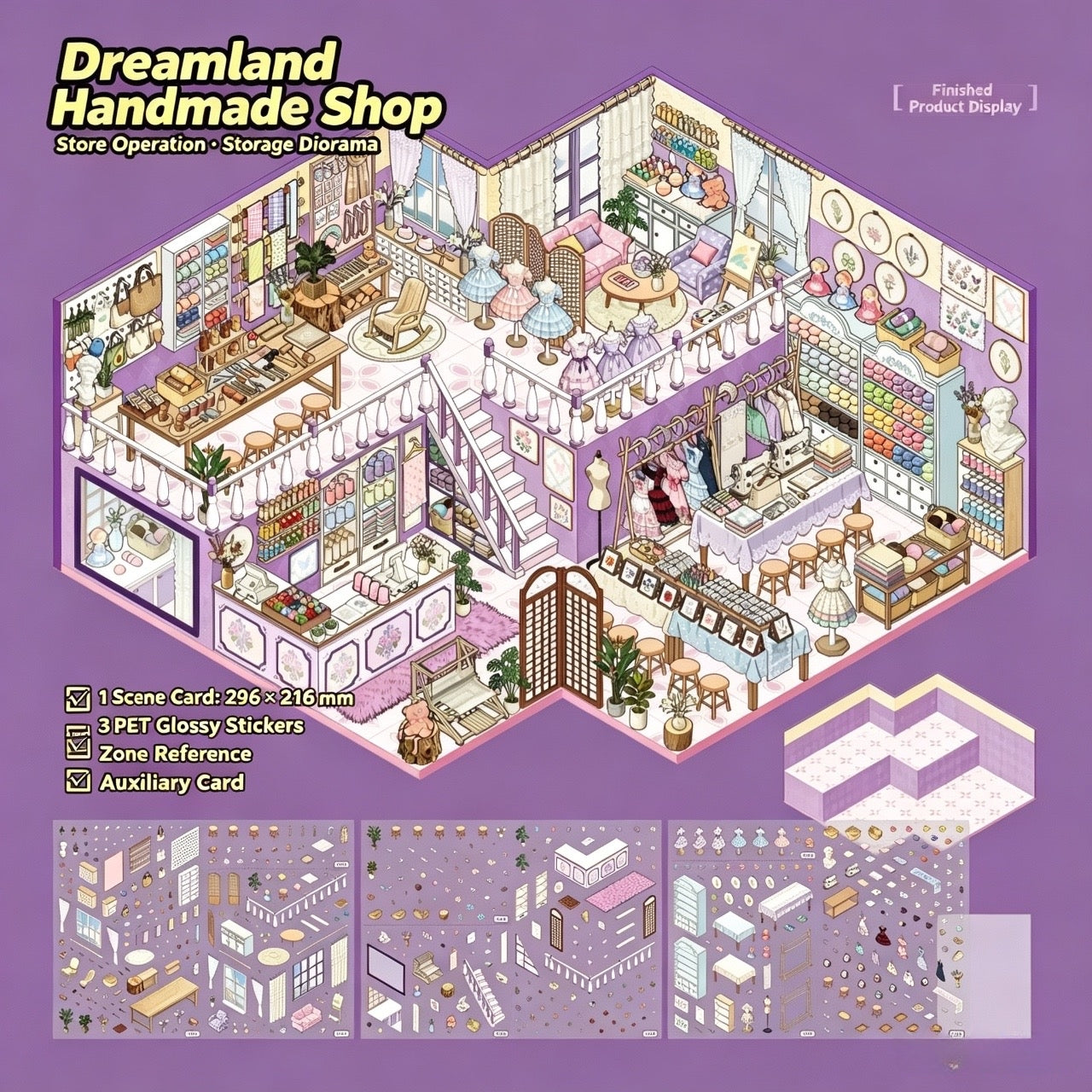 【Free Shipping Over $20】Dreamland Handmade Shop 3D Diorama Scene Sticker