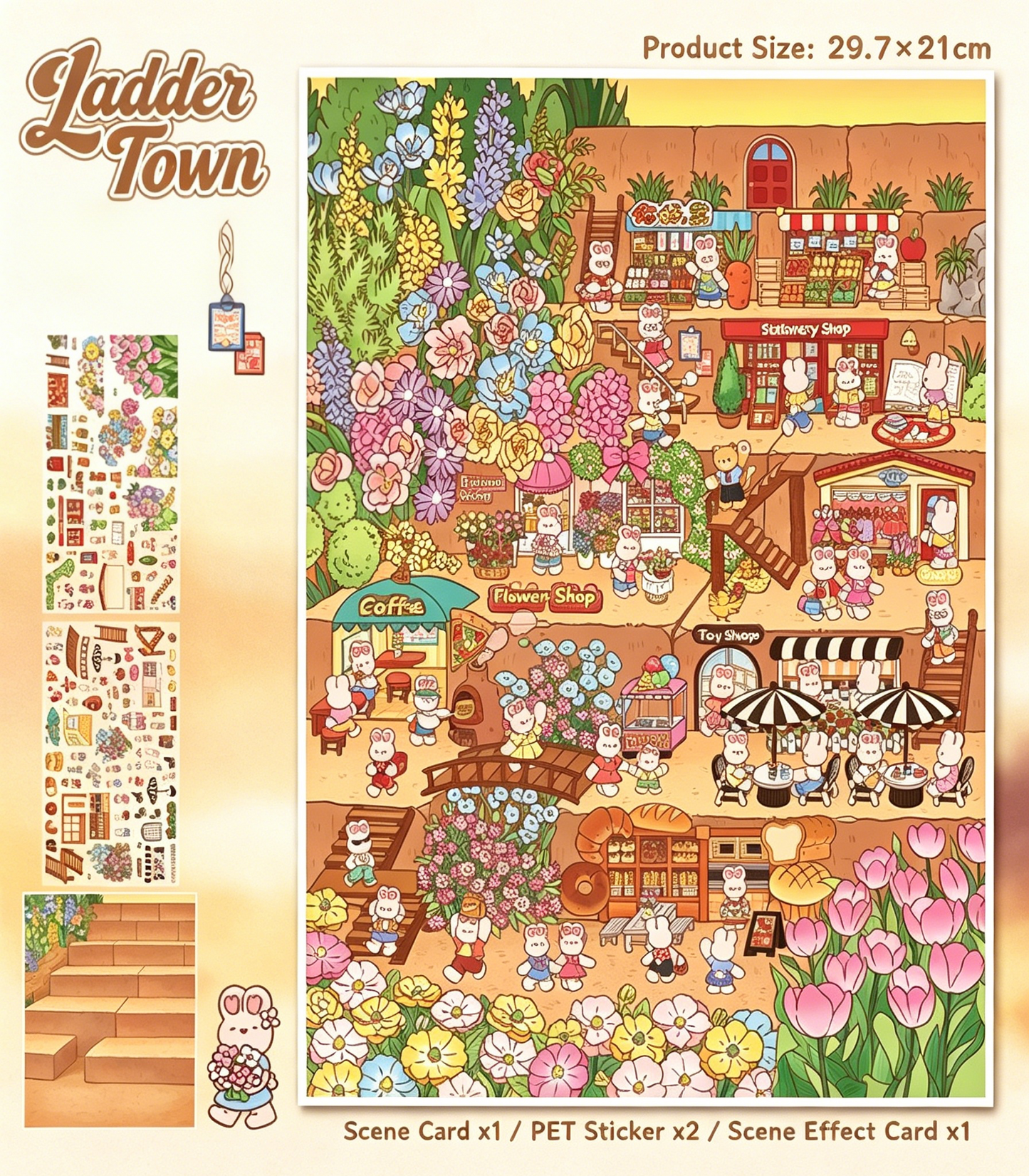 【Free Shipping Over $20】cute town 3D Diorama Scene Sticker