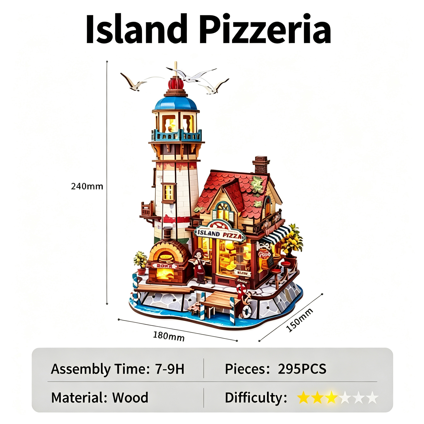 RORK Island Pizzeria DIY Wooden Model Premium Gift