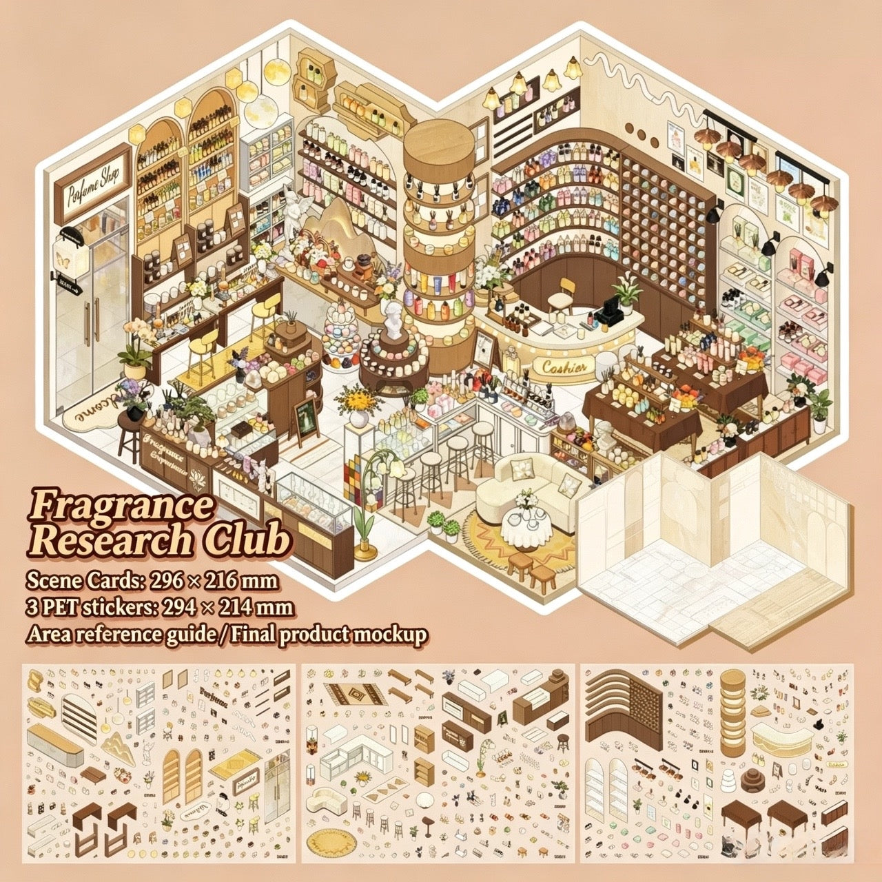 【Free Shipping Over $20】Fragrance Research Club 3D Diorama Scene Sticker