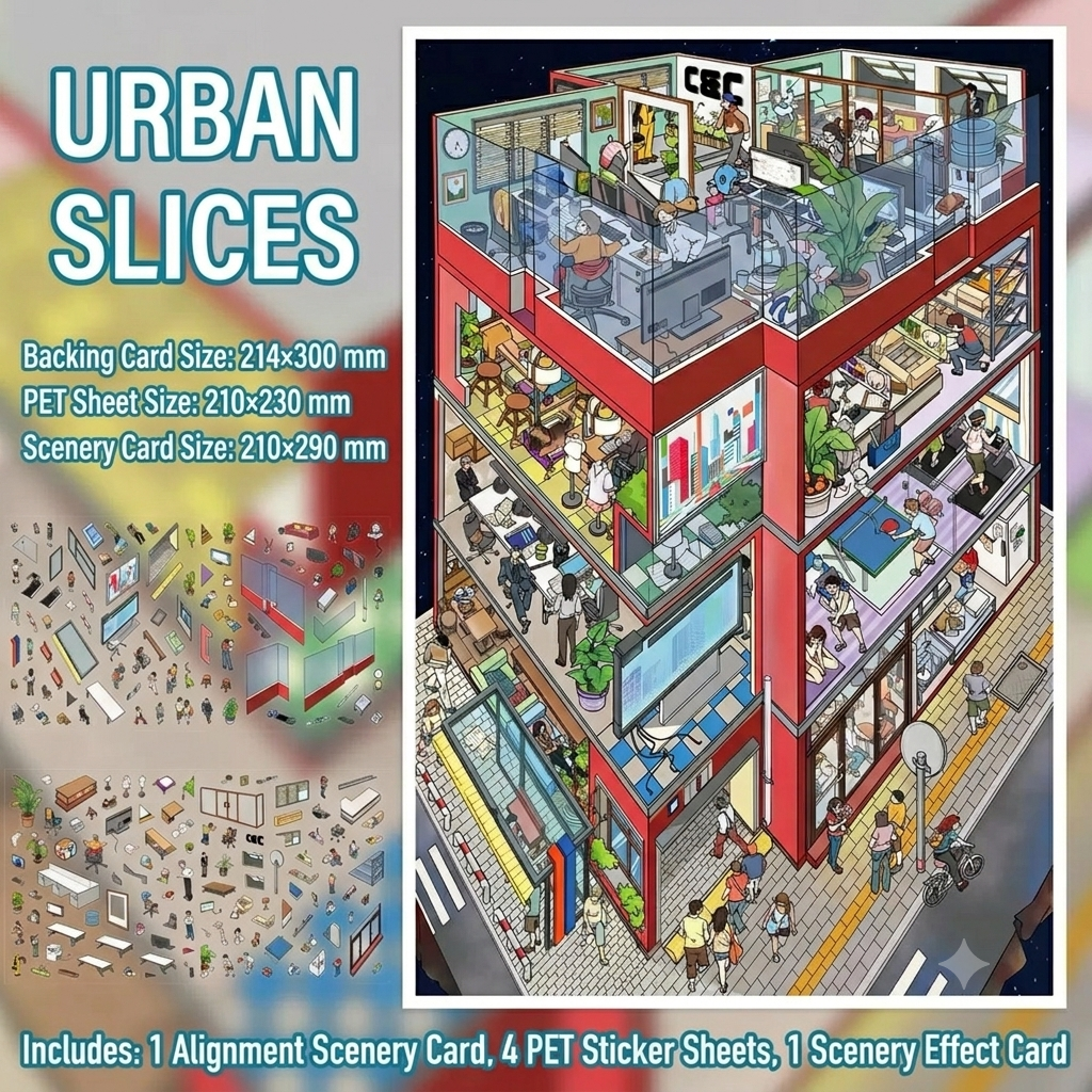 【Free Shipping Over $20】Mini 3D Scene Diorama Sticker Book DIY Journal Deco Stress Relief Stickers