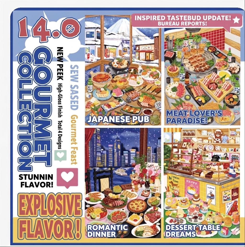 4-in-1 Gourmet Food Scene Sticker Kit w/ Free Tweezers