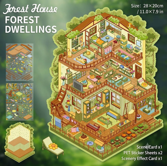 【Free Shipping Over $20】Forest House 3D Diorama Scene Sticker