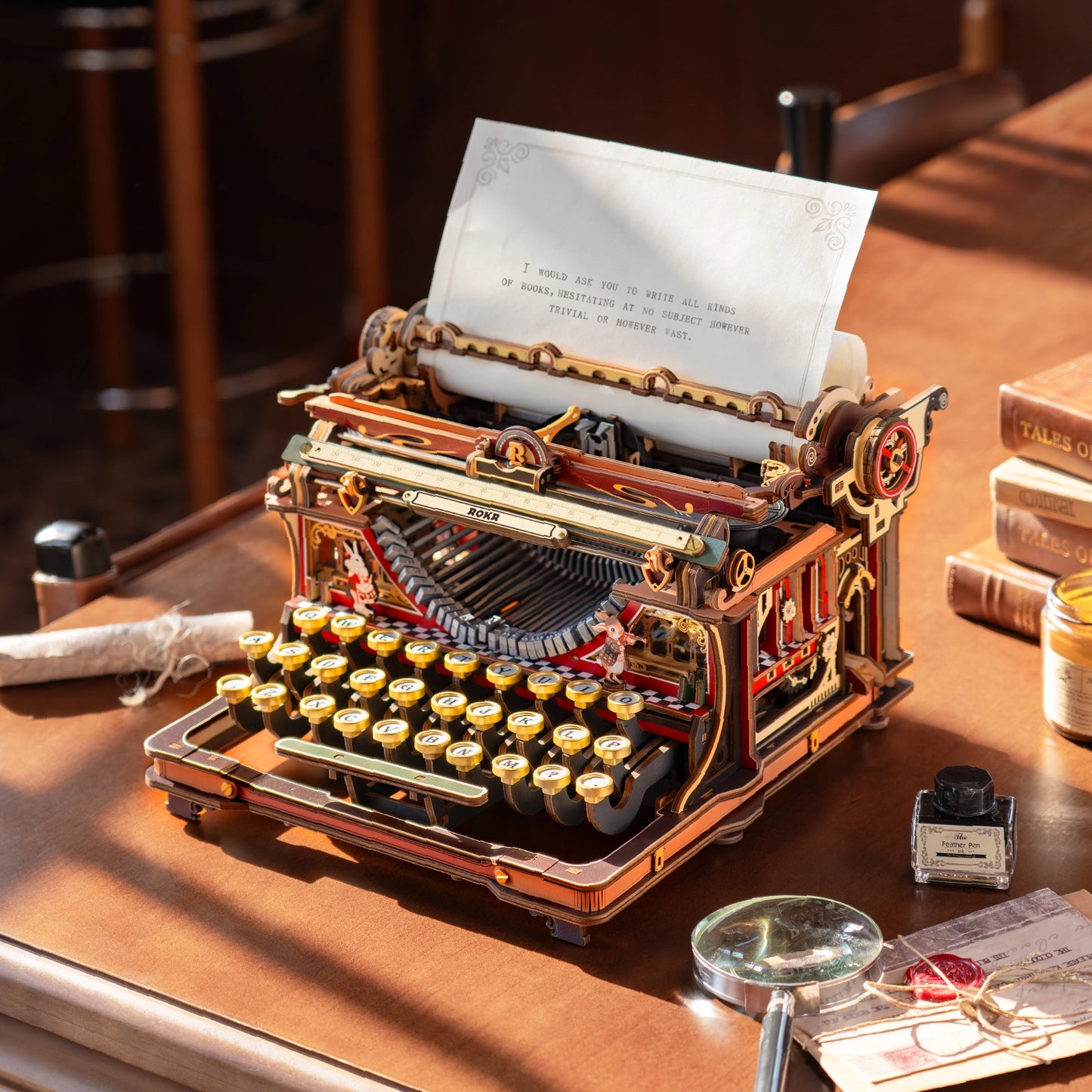 ROKR Mechanical Typewriter - 3D Wooden model kit