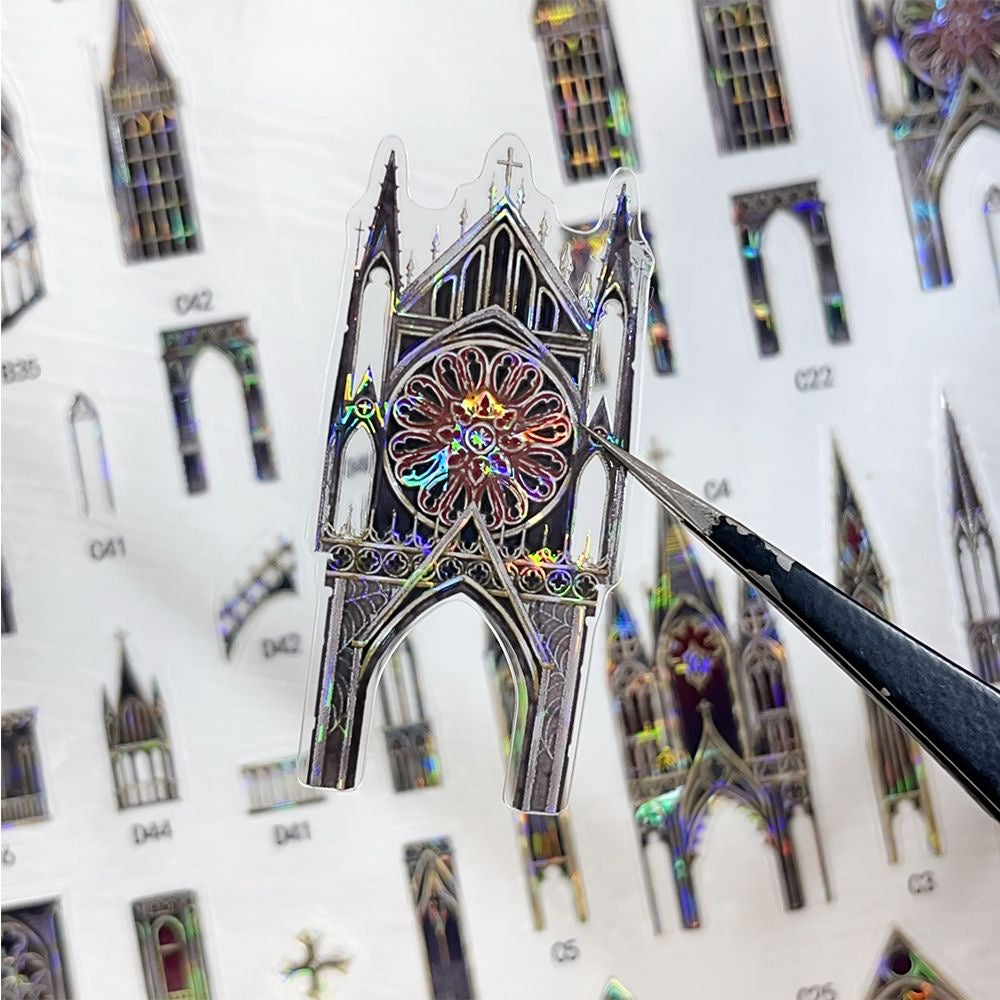 Mu Yao · Li Fugui Shell-Luster Spring Deity Temple & Nocturnal Holy City Castle Scene Diorama Sticker Set