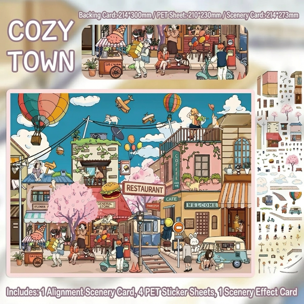 【Free Shipping Over $20】Mini 3D Scene Diorama Sticker Book DIY Journal Deco Stress Relief Stickers