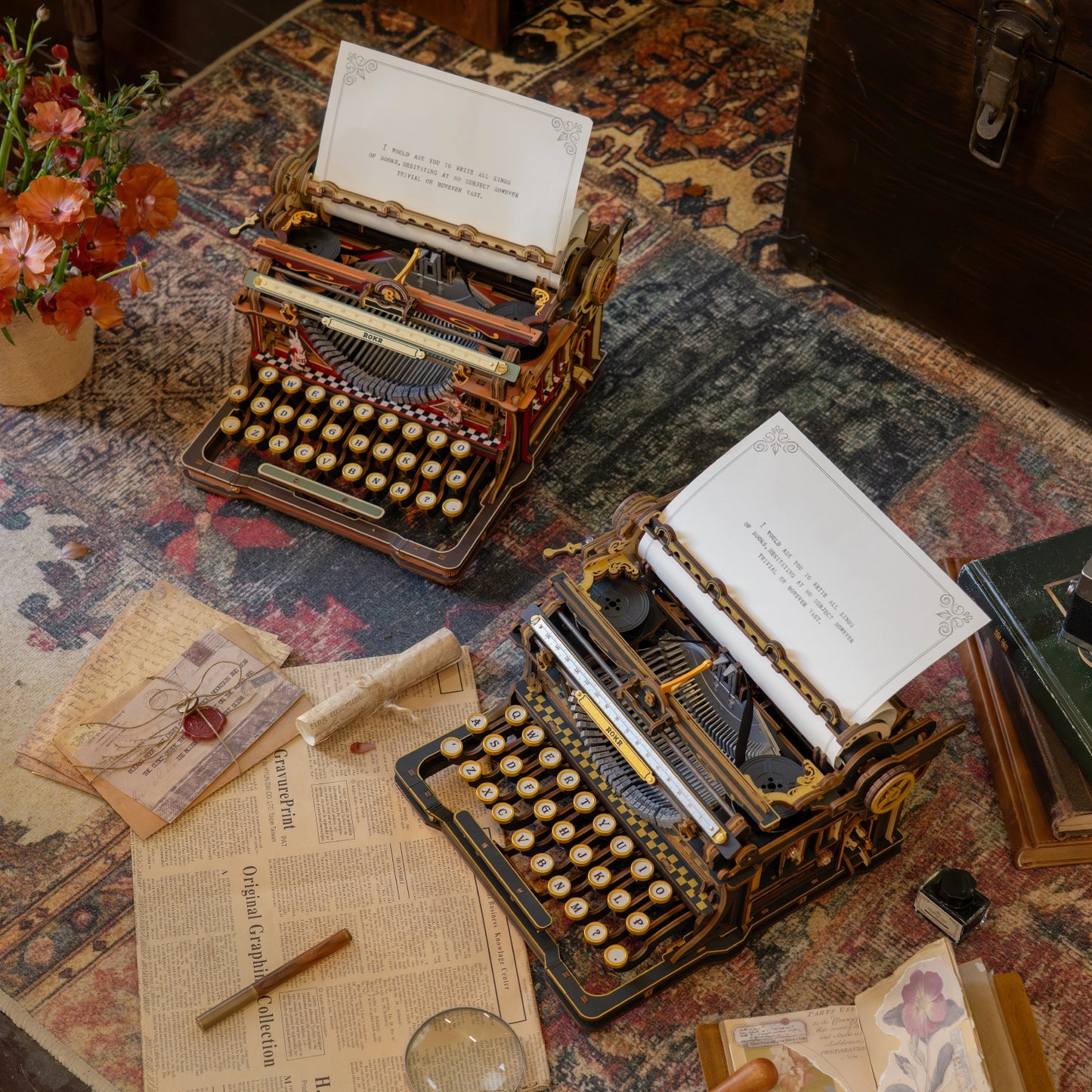 ROKR Mechanical Typewriter - 3D Wooden model kit