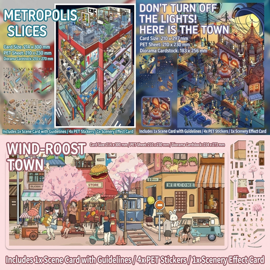 【Free Shipping Over $20】Mini 3D Scene Diorama Sticker Book DIY Journal Deco Stress Relief Stickers