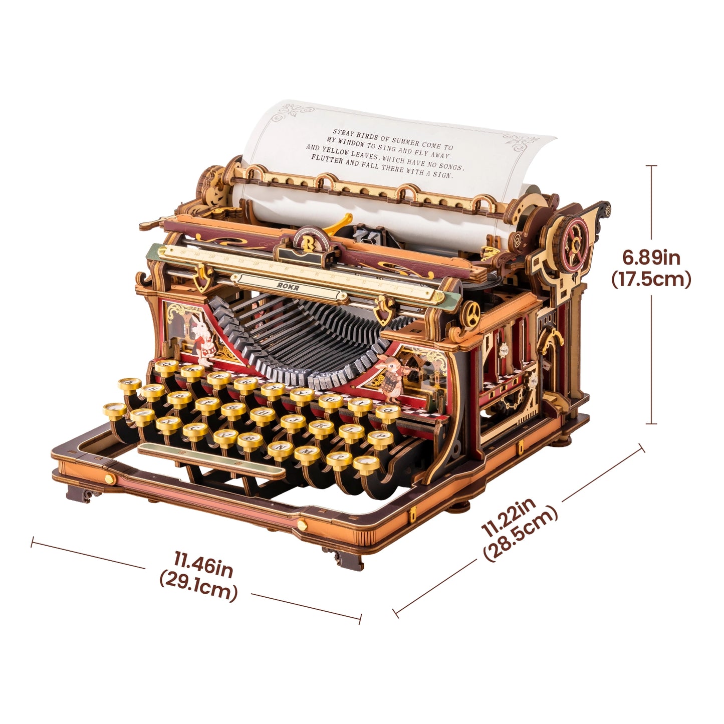 ROKR Mechanical Typewriter - 3D Wooden model kit