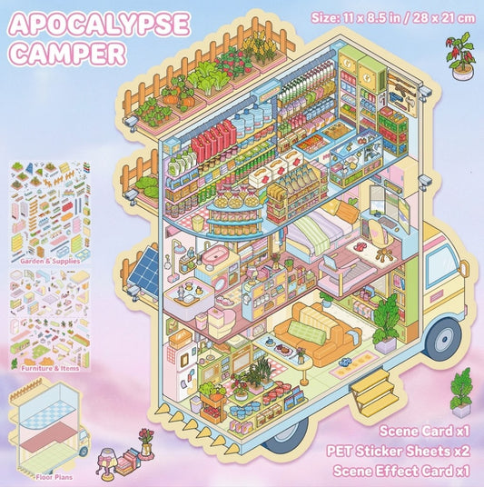 【Free Shipping Over $20】Apocalypse camper 3D Diorama Scene Sticker