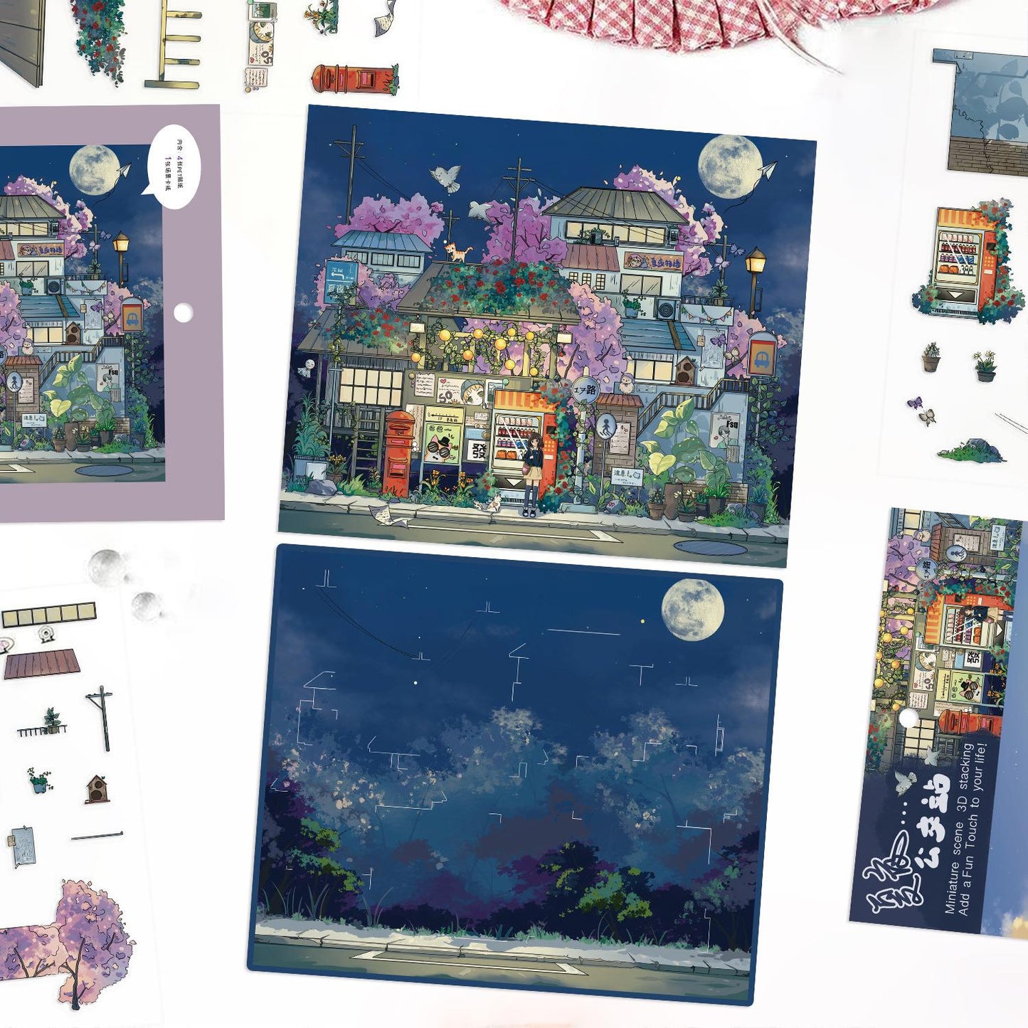 Moonlight Bus Stop Sticker Scene