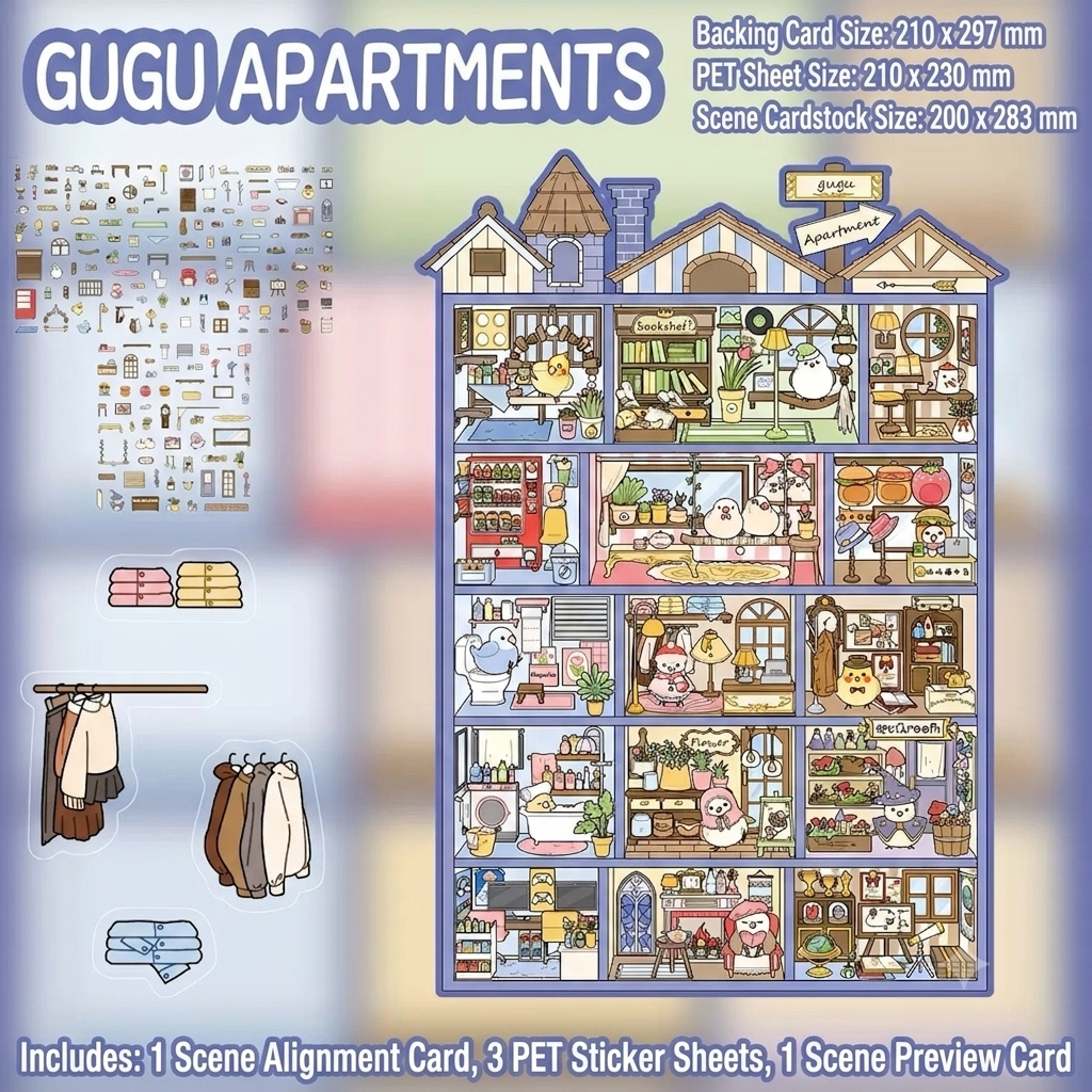 【Free Shipping Over $20】Mini 3D Scene Diorama Sticker Book DIY Journal Deco Stress Relief Stickers