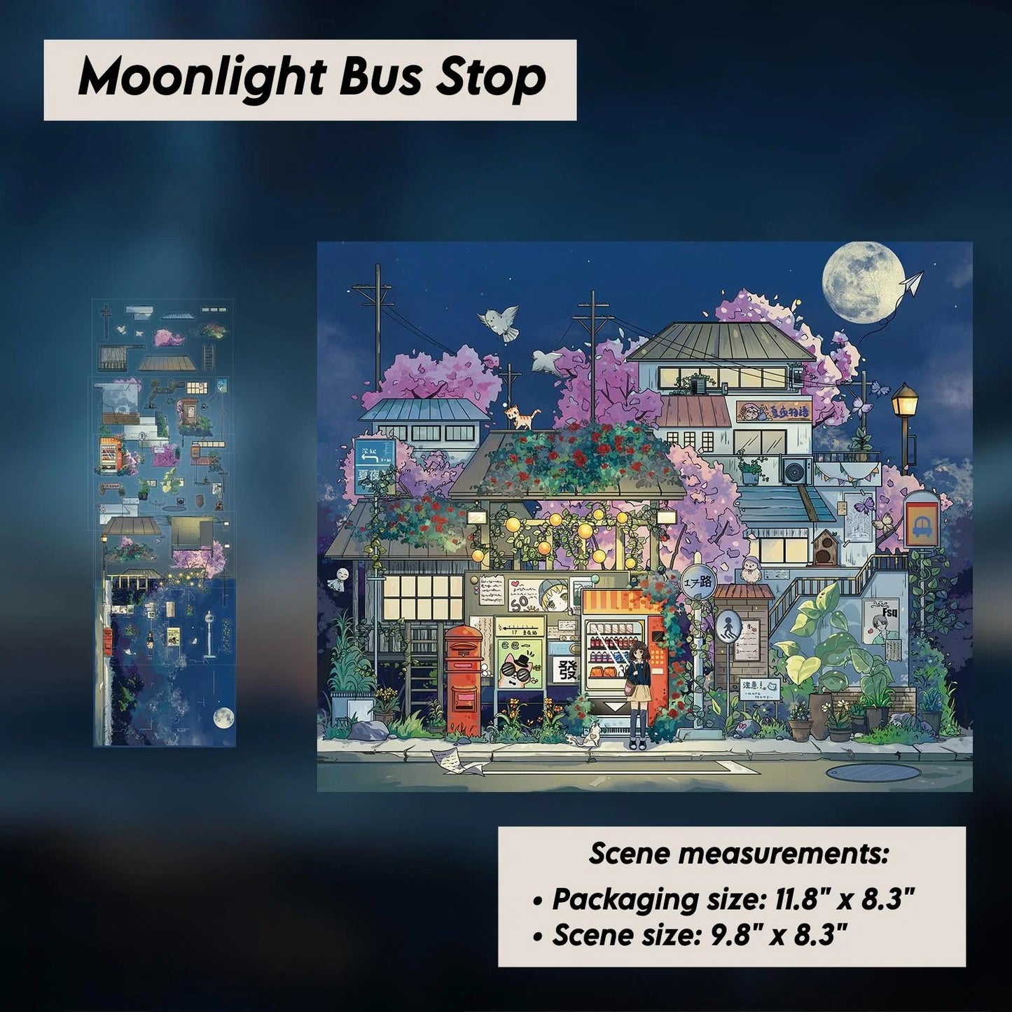Moonlight Bus Stop Sticker Scene