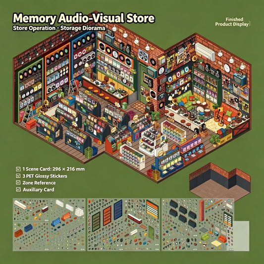 【Free Shipping Over $20】Memory Audio-Visual Store 3D Diorama Scene Sticker