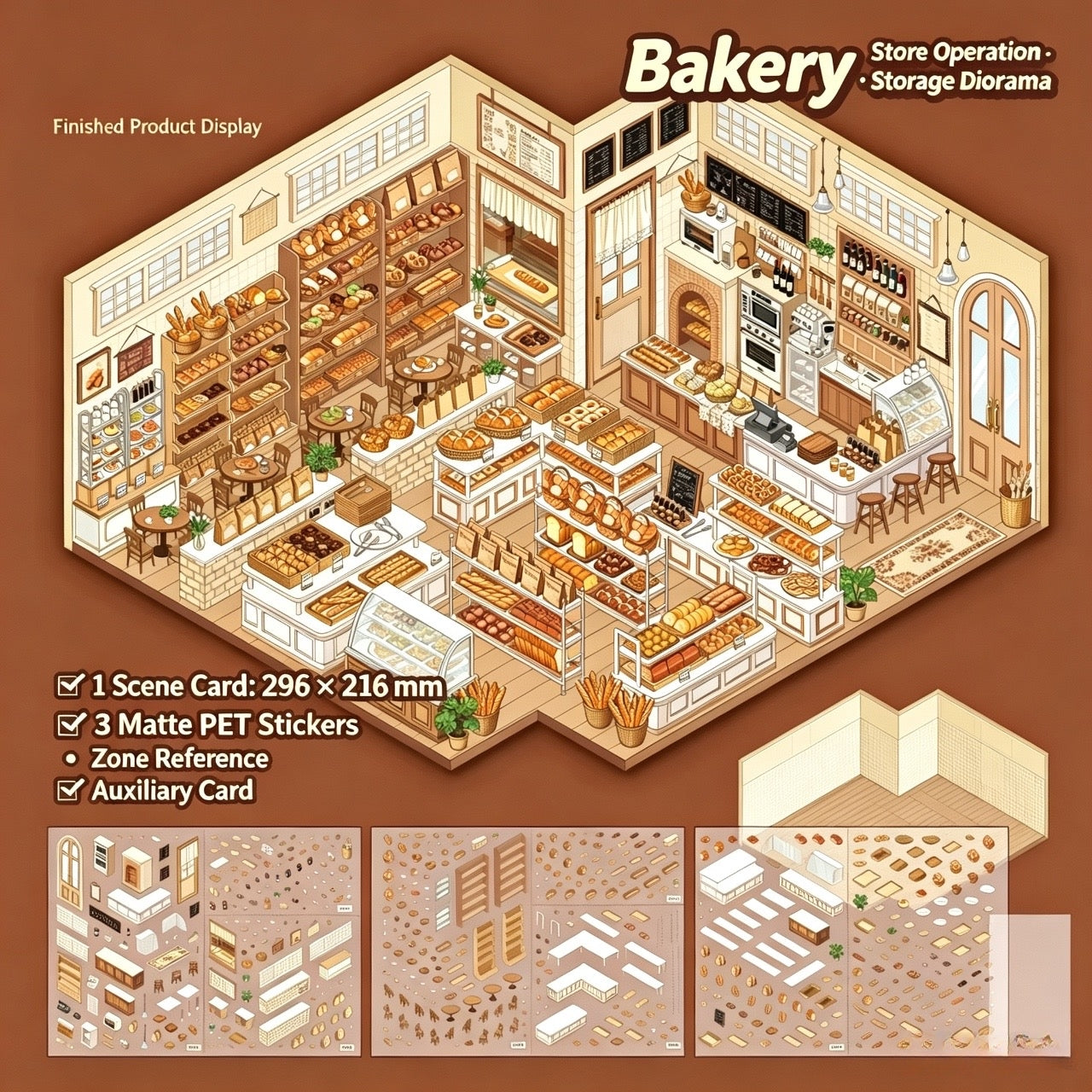【Free Shipping Over $20】Bakery 3D Diorama Scene Sticker