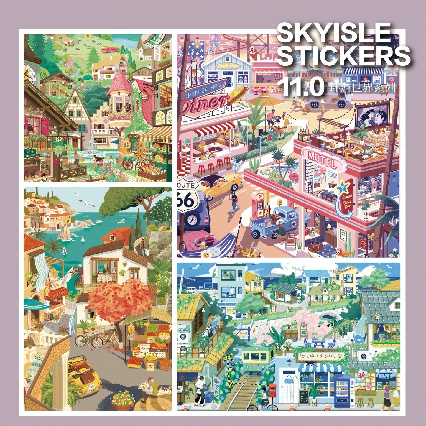 SKYISLE  11.0 World Tour Scenery Sticker Art – Stress-Relief Mini Diorama DIY Craft Set