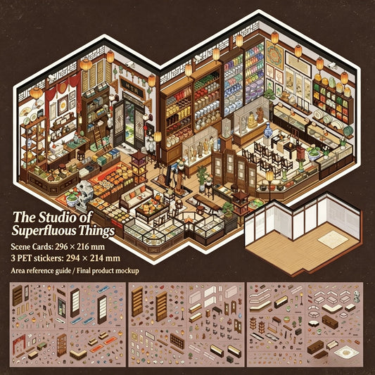 【Free Shipping Over $20】The Studio of Superfluous Things 3D Diorama Scene Sticker