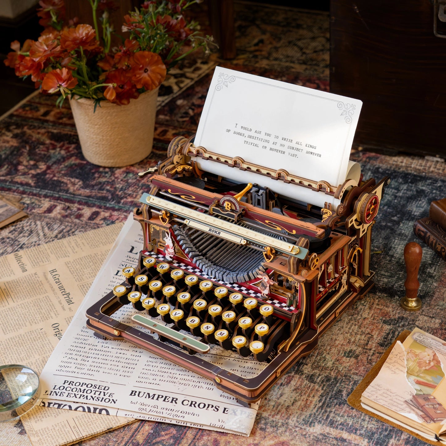 ROKR Mechanical Typewriter - 3D Wooden model kit