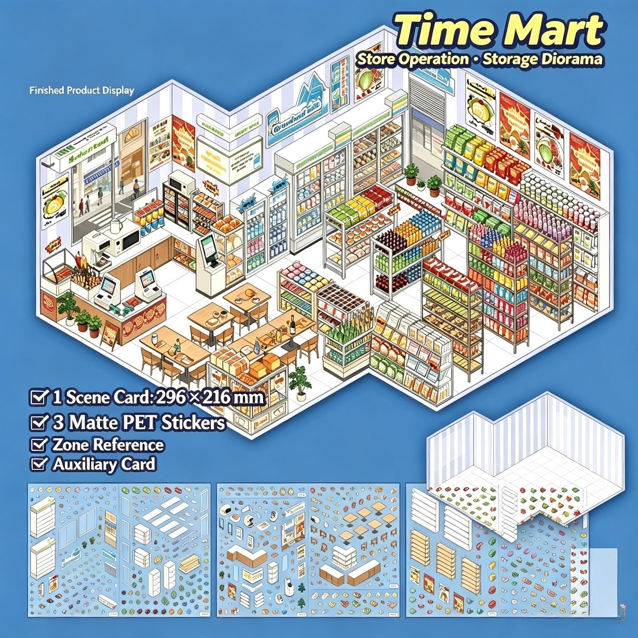 【Free Shipping Over $20】Time Mart 3D Diorama Scene Sticker