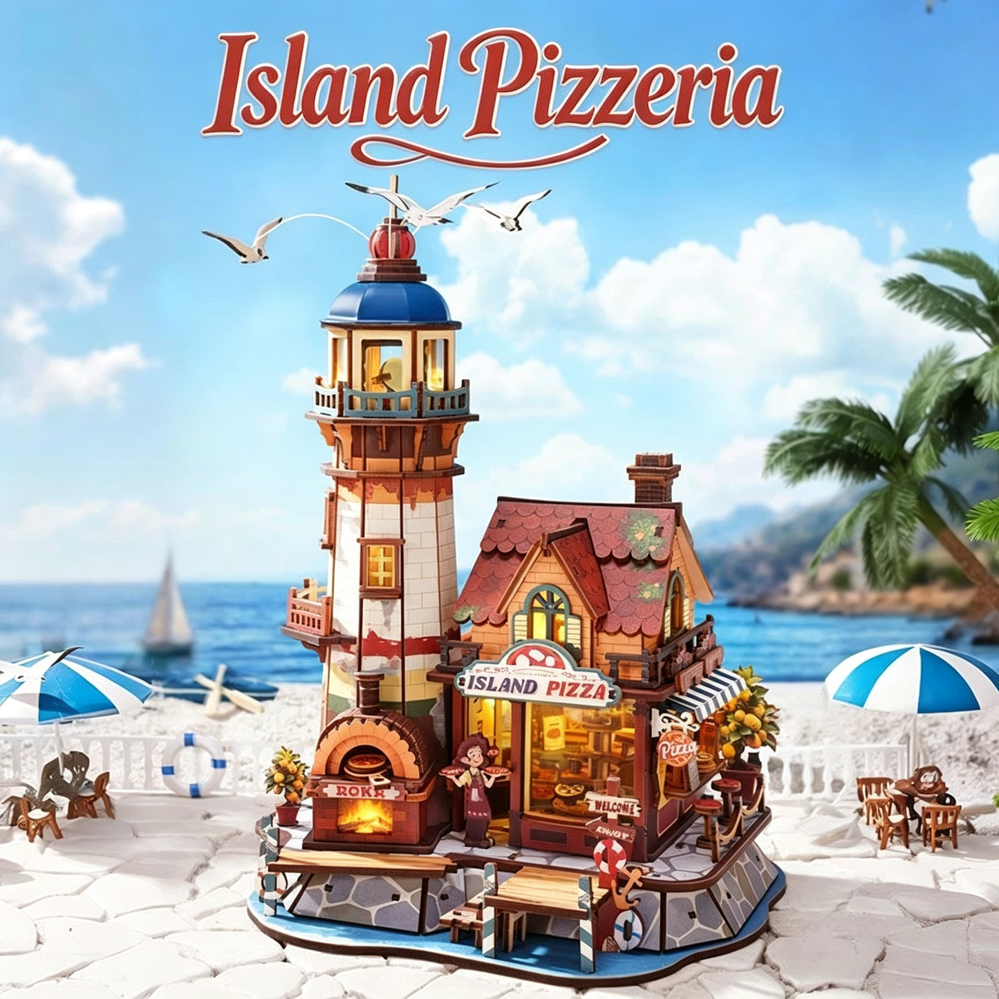 RORK Island Pizzeria DIY Wooden Model Premium Gift