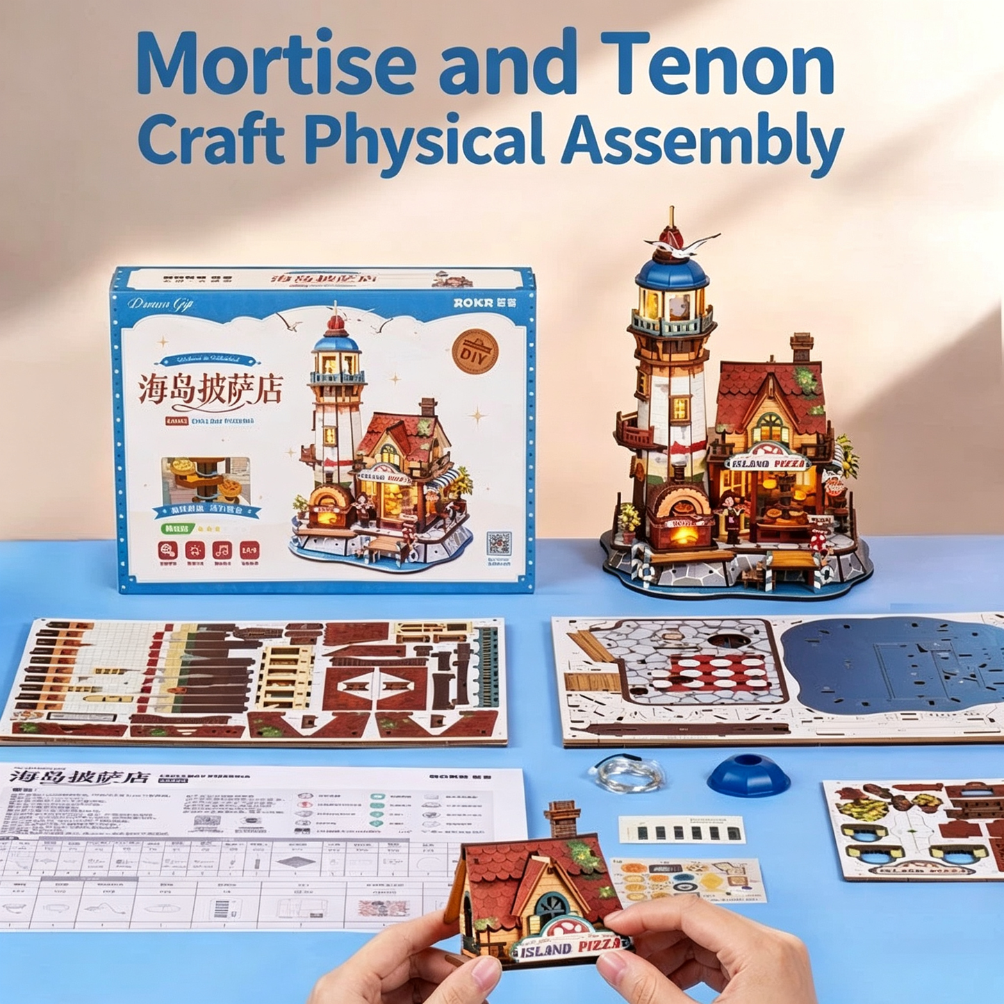RORK Island Pizzeria DIY Wooden Model Premium Gift