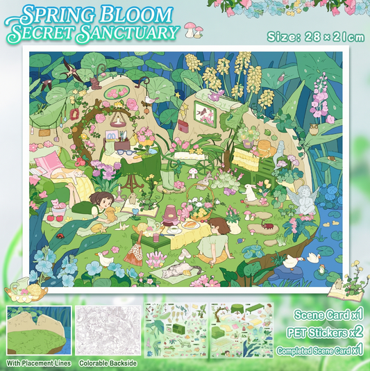 【Free Shipping Over $20】SPRING BLOOMSECRET SANCTUARY 3D Diorama Scene Sticker
