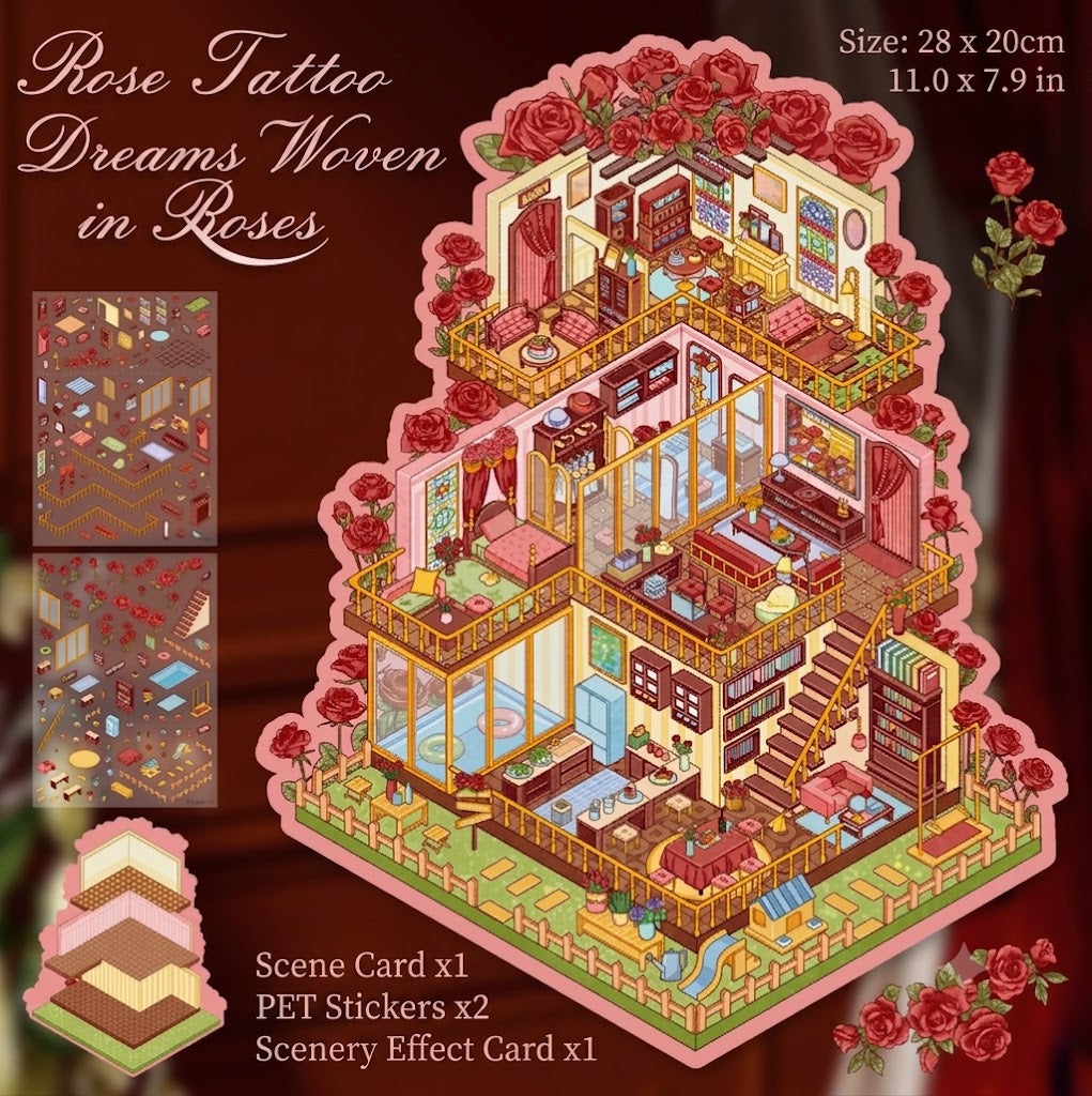 【Free Shipping Over $20】Dream Woven in Rose 3D Diorama Scene Sticker