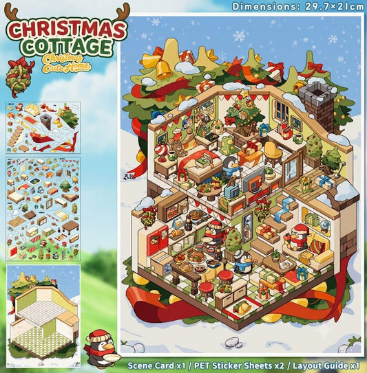 【Free Shipping Over $20】CHRISTMAS COTTAGE 3D Diorama Scene Sticker