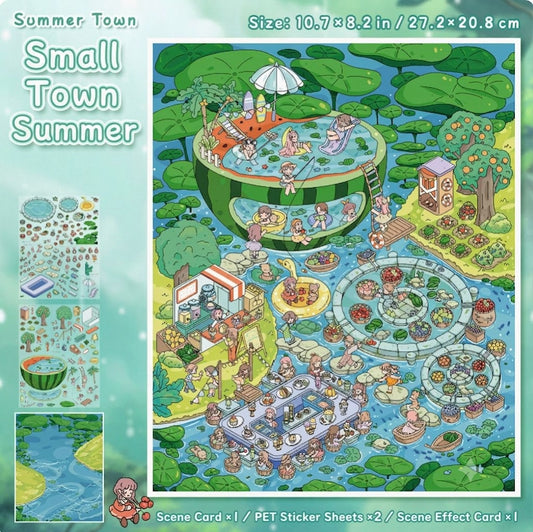 【Free Shipping Over $20】Summer Town 3D Diorama Scene Sticker