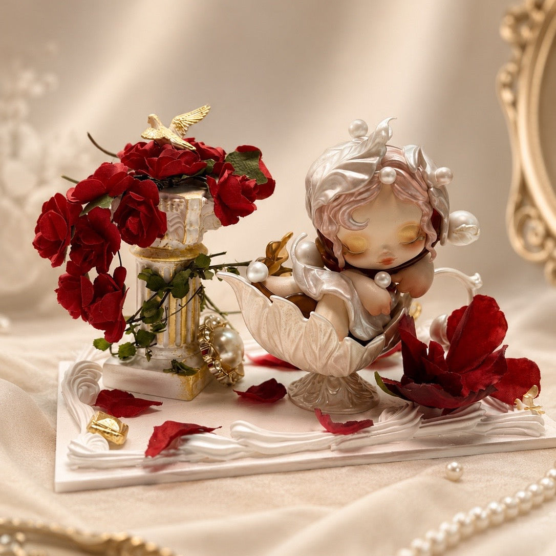 Handmade Sku11panda SP The Caddy Spoon Cream Glue Display Decor — Classical Rose Garden Scene